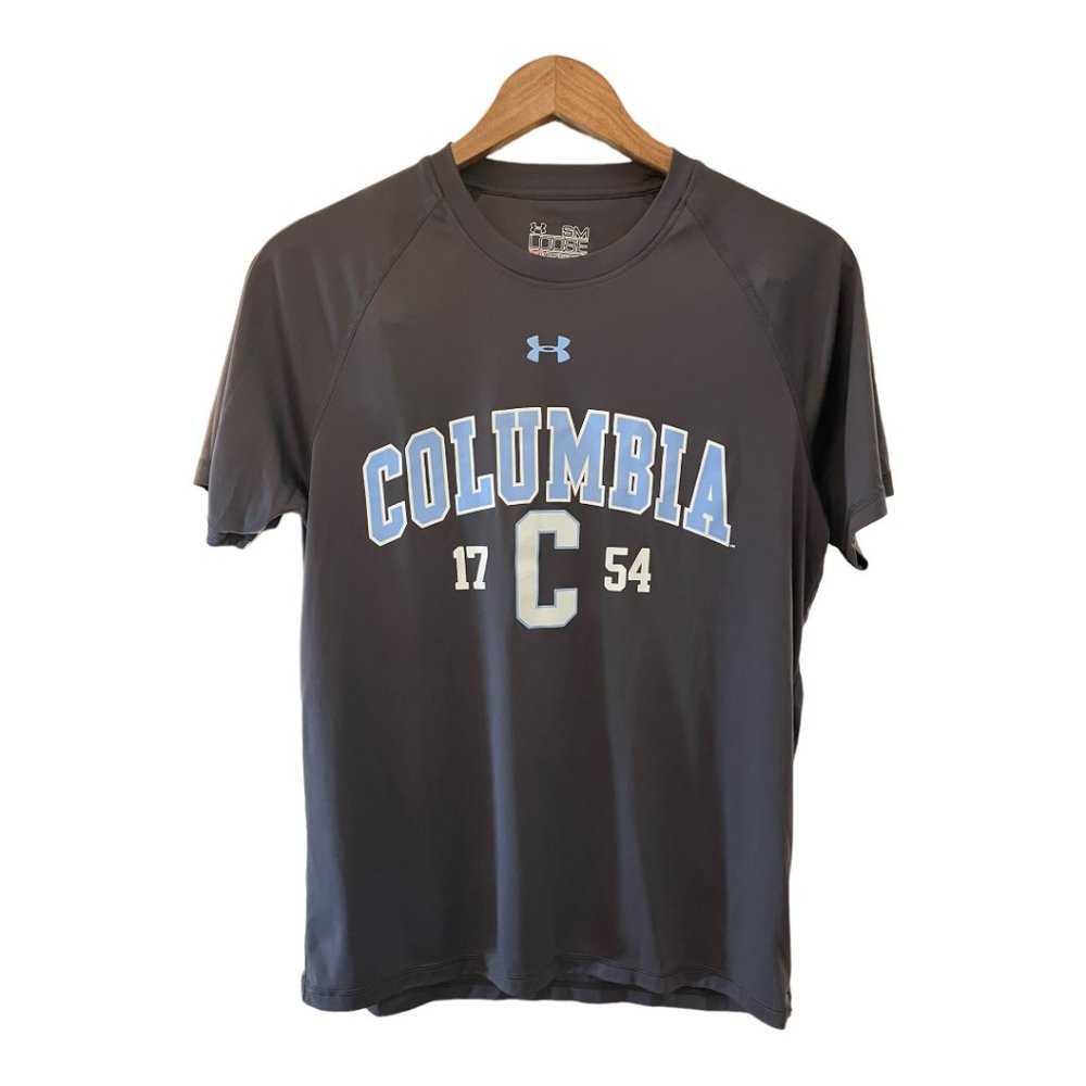 COLUMBIA UNIVERSITY GREY UNDER ARMOUR T-SHIRT -  Men's Size Small - Loose Fit